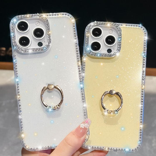 For iPhone Air Rhinestone Glitter TPU Ring Holder Anti-fall Phone Case(White) - iPhone Air Cases by buy2fix | Online Shopping UK | buy2fix