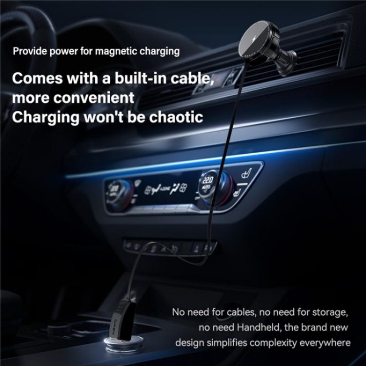 X02 With Retractable Cable 15W Car Air Vent Mount Magnetic Phone Holder Wireless Charger(Silver) - Wireless Charger Holders by buy2fix | Online Shopping UK | buy2fix