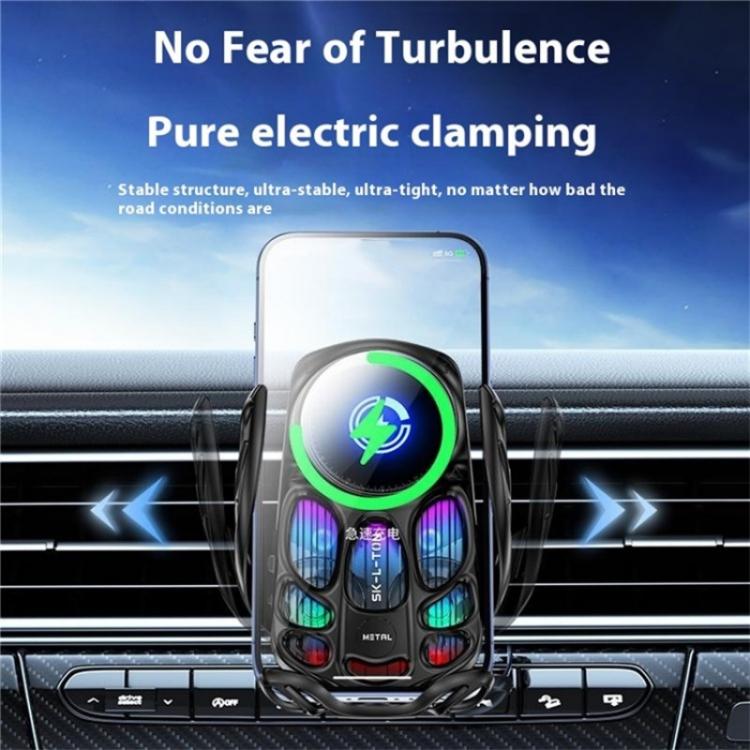 SD02 With Ambient Light 15W Universal Car Phone Holder Mount Wireless Charging Stand(Black) - Wireless Charger Holders by buy2fix | Online Shopping UK | buy2fix