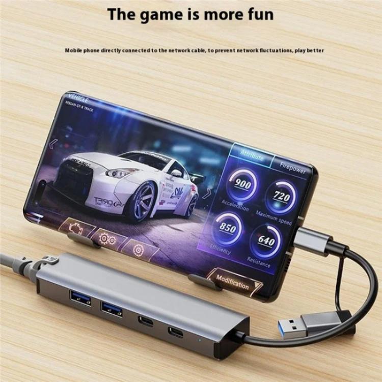 2503 Gigabit RJ45, 2 x USB3.2, USB-C2.0, USB-C3.2, DC5V 6 in 1 Docking Station USB / Type-C Hub - USB HUB by buy2fix | Online Shopping UK | buy2fix