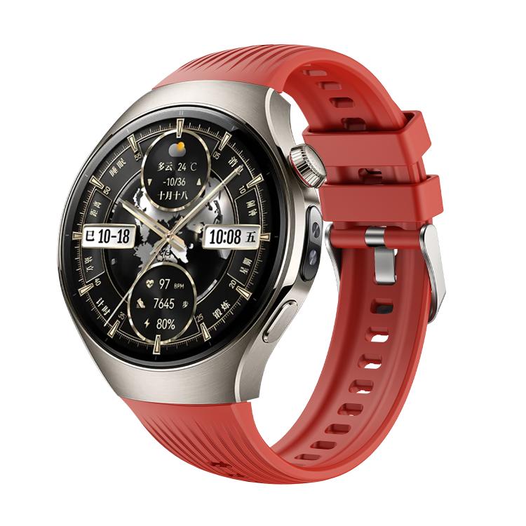 For Huawei Watch 5 46mm Vertical Silicone Watch Band(Red) - Watch Bands by buy2fix | Online Shopping UK | buy2fix