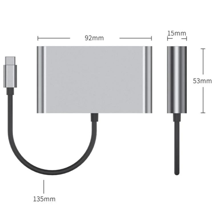 2322 Type-C to RJ45, 4K/30HZ HD, USB 3.0, PD100W Charging Port Aluminum Shell HUB - USB HUB by buy2fix | Online Shopping UK | buy2fix