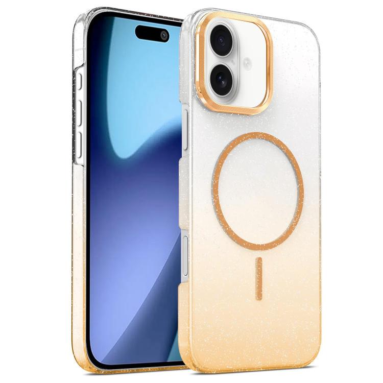 For iPhone 17 Gold Diamond Glitter Gradient MagSafe Shockproof Phone Case(Gold) - iPhone 17 Cases by buy2fix | Online Shopping UK | buy2fix