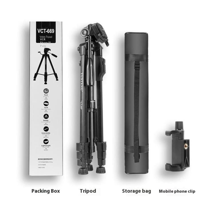 YUNTENG VCT-669 For Live Streaming Video Recording Camera Tripod Smartphone Selfie Mount - Tripods by YUNTENG | Online Shopping UK | buy2fix