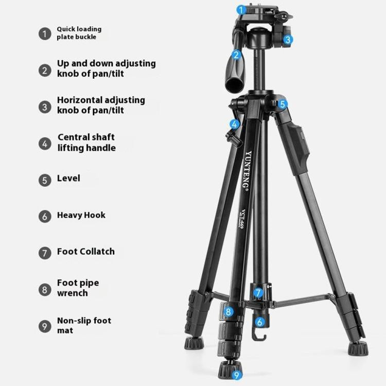 YUNTENG VCT-669 For Live Streaming Video Recording Camera Tripod Smartphone Selfie Mount - Tripods by YUNTENG | Online Shopping UK | buy2fix