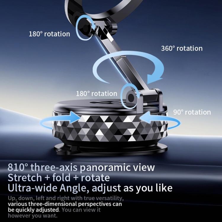 K12 Vacuum Suction Mount Foldable 360 Rotation Magnetic Car Phone Holder(Silver) - Universal Car Holders by buy2fix | Online Shopping UK | buy2fix