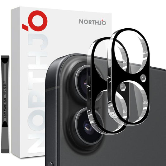 For iPhone 17 2pcs NORTHJO Camera Lens Protector 3D HD Tempered Glass Film(Black) - iPhone 17 Tempered Glass by NORTHJO | Online Shopping UK | buy2fix