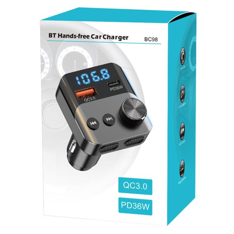 BC98 Car PD 36W Fast Charging QC3.0 Charger FM Transmitter Bluetooth 5.3 Hands-Free Call - Bluetooth Car Kits by buy2fix | Online Shopping UK | buy2fix