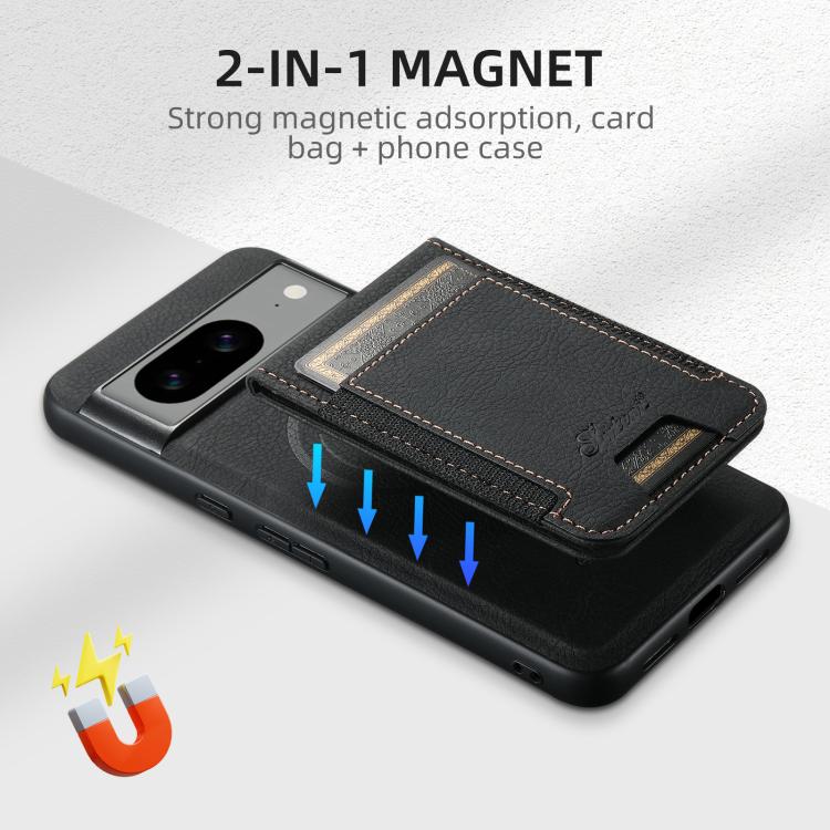 For Google Pixel 10 Pro Suteni H17 Litchi Texture Leather Magnetic Detachable Wallet Phone Case(Black) - Google Cases by Suteni | Online Shopping UK | buy2fix
