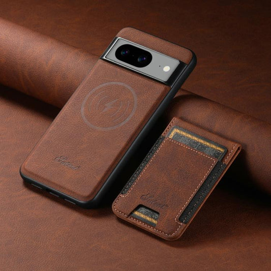 For Google Pixel 10 Pro Suteni H17 Litchi Texture Leather Magnetic Detachable Wallet Phone Case(Brown) - Google Cases by Suteni | Online Shopping UK | buy2fix