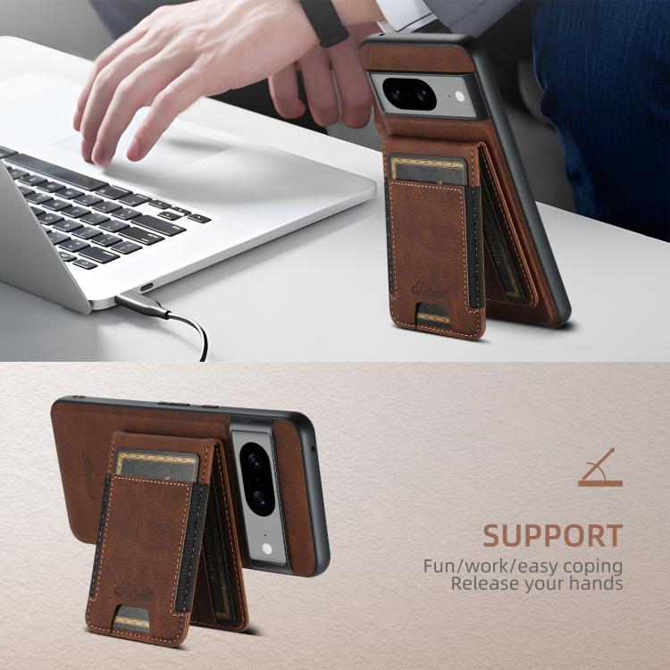For Google Pixel 10 Pro Suteni H17 Litchi Texture Leather Magnetic Detachable Wallet Phone Case(Brown) - Google Cases by Suteni | Online Shopping UK | buy2fix