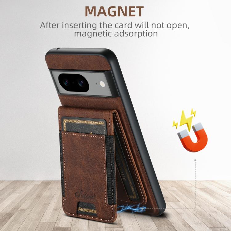 For Google Pixel 10 Pro Suteni H17 Litchi Texture Leather Magnetic Detachable Wallet Phone Case(Brown) - Google Cases by Suteni | Online Shopping UK | buy2fix