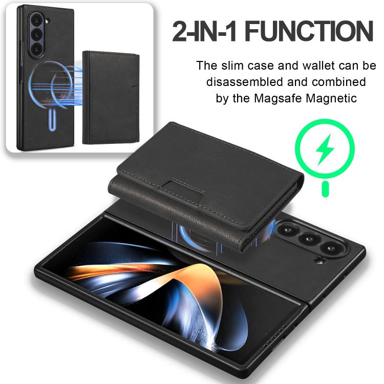For Samsung Galaxy Z Fold7 Kalebol Strong Magnetic MagSafe Tri-Fold Wallet Leather Phone Case(Black) - Galaxy Z Fold7 5G Cases by Kalebol | Online Shopping UK | buy2fix