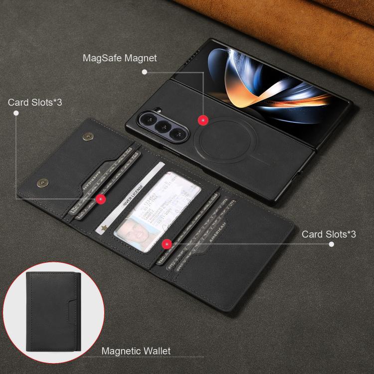 For Samsung Galaxy Z Fold7 Kalebol Strong Magnetic MagSafe Tri-Fold Wallet Leather Phone Case(Black) - Galaxy Z Fold7 5G Cases by Kalebol | Online Shopping UK | buy2fix
