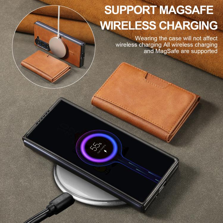 For Samsung Galaxy Z Fold7 Kalebol Strong Magnetic MagSafe Tri-Fold Wallet Leather Phone Case(Brown) - Galaxy Z Fold7 5G Cases by Kalebol | Online Shopping UK | buy2fix