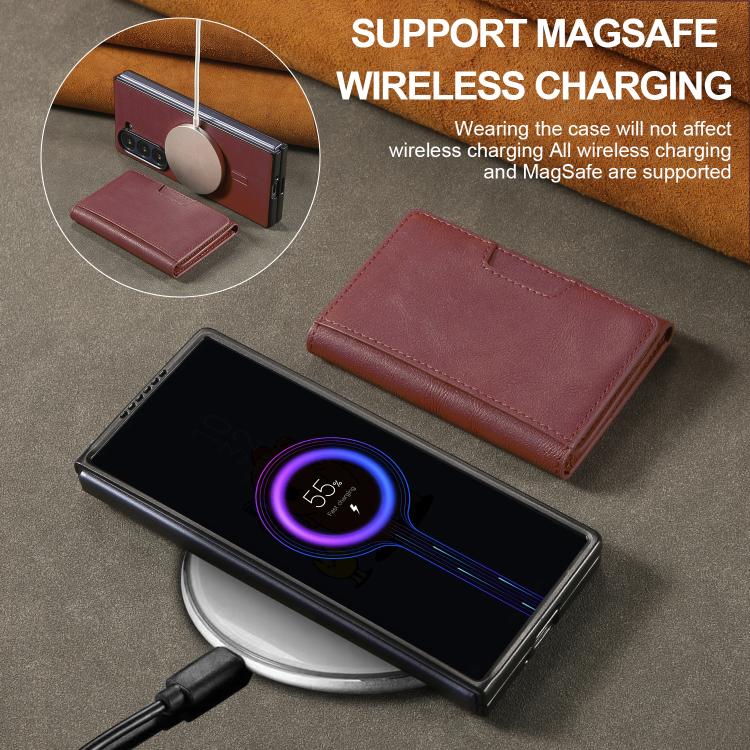 For Samsung Galaxy Z Fold7 Kalebol Strong Magnetic MagSafe Tri-Fold Wallet Leather Phone Case(Red) - Galaxy Z Fold7 5G Cases by Kalebol | Online Shopping UK | buy2fix
