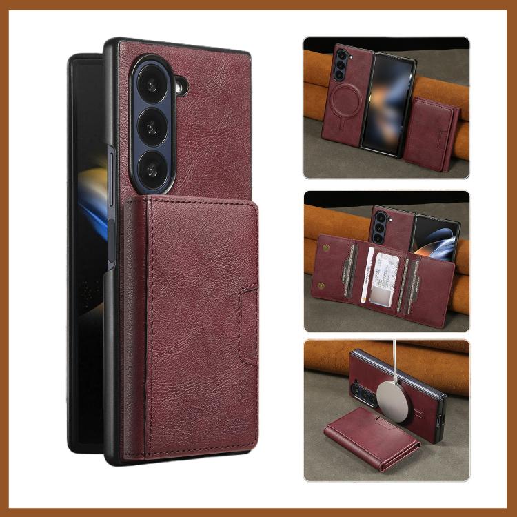 For Samsung Galaxy Z Fold7 Kalebol Strong Magnetic MagSafe Tri-Fold Wallet Leather Phone Case(Red) - Galaxy Z Fold7 5G Cases by Kalebol | Online Shopping UK | buy2fix