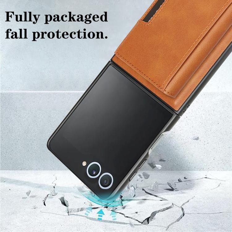 For Samsung Galaxy Z Flip7 Kalebol Strong Magnetic MagSafe Tri-Fold Wallet Leather Phone Case(Brown) - Galaxy Z Flip7 5G Cases by Kalebol | Online Shopping UK | buy2fix
