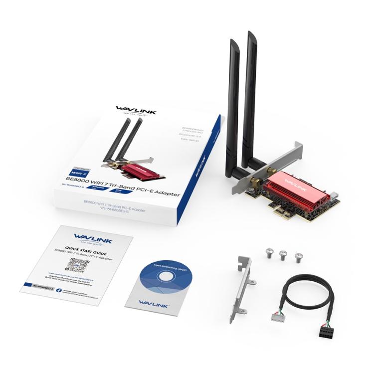 WAVLINK WN685BE3-B BE8800 2.4GHz 5GHz 6GHz WiFi 7 Tri-Band PCI-E Wireless Network Card - USB Network Adapter by WAVLINK | Online Shopping UK | buy2fix