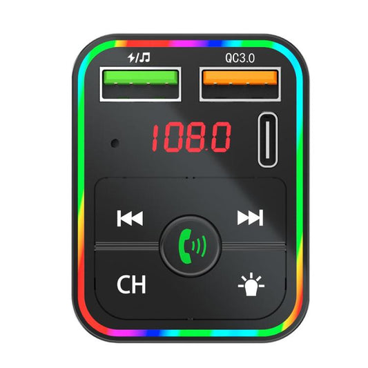 PDF2 With Ambient Light Fast Charger FM Transmitter Bluetooth Hands Free Call MP3 Player - Bluetooth Car Kits by buy2fix | Online Shopping UK | buy2fix
