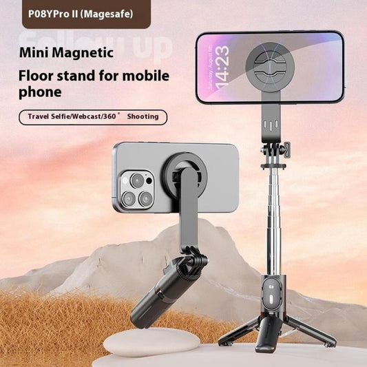 P08Y Pro F2 Portable Travel Selfie Stick Tripod Mini MagSafe Phone Stand with Remote Control and Fill Lights(White) - Selfie Sticks by buy2fix | Online Shopping UK | buy2fix