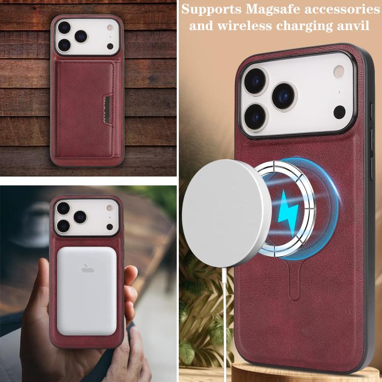 For iPhone 17 Pro Max Kalebol Strong Magnetic MagSafe Tri-Fold Wallet Leather Phone Case(Red) - iPhone 17 Pro Max Cases by Kalebol | Online Shopping UK | buy2fix