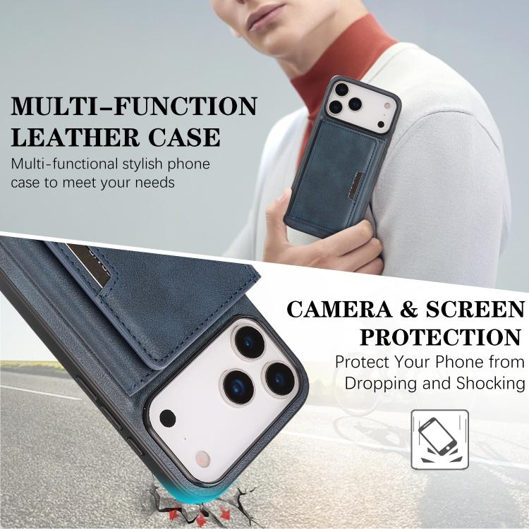 For iPhone 17 Pro Max Kalebol Strong Magnetic MagSafe Tri-Fold Wallet Leather Phone Case(Blue) - iPhone 17 Pro Max Cases by Kalebol | Online Shopping UK | buy2fix