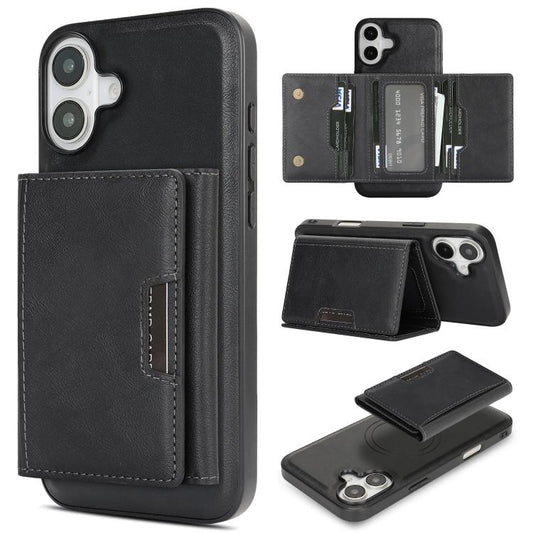 For iPhone 17 Kalebol Strong Magnetic MagSafe Tri-Fold Wallet Leather Phone Case(Black) - iPhone 17 Cases by Kalebol | Online Shopping UK | buy2fix