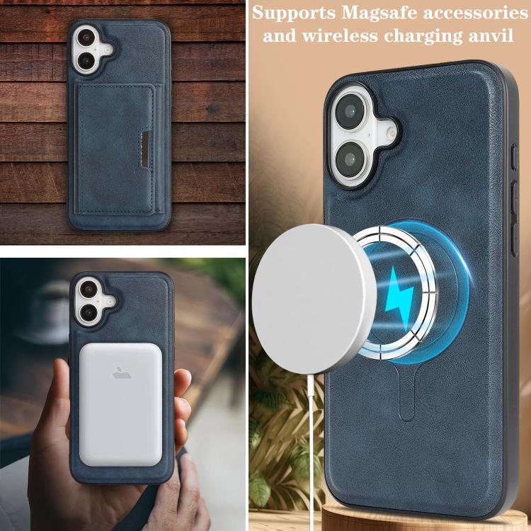 For iPhone 17 Kalebol Strong Magnetic MagSafe Tri-Fold Wallet Leather Phone Case(Blue) - iPhone 17 Cases by Kalebol | Online Shopping UK | buy2fix