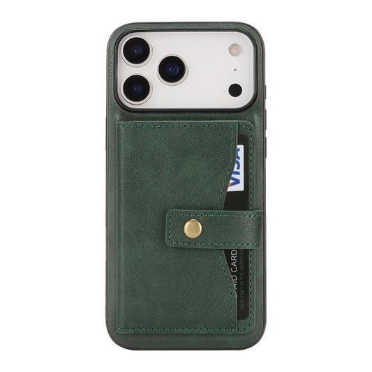 For iPhone 17 Pro Max Kalebol Magnetic Button Card Bag MagSafe Ring Leather Phone Case(Green) - iPhone 17 Pro Max Cases by Kalebol | Online Shopping UK | buy2fix