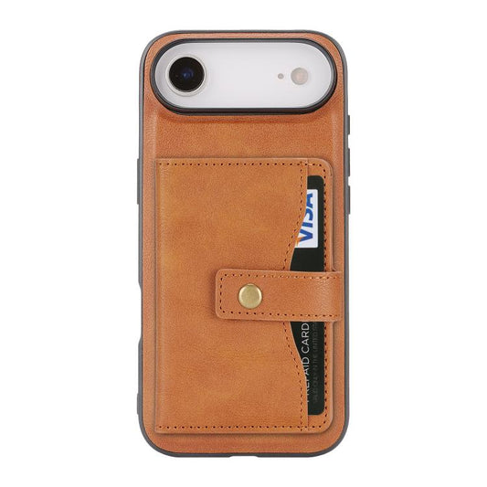 For iPhone Air Kalebol Magnetic Button Card Bag MagSafe Ring Leather Phone Case(Brown) - iPhone Air Cases by Kalebol | Online Shopping UK | buy2fix