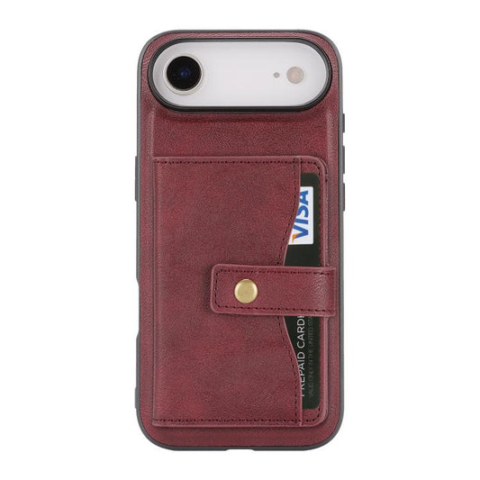 For iPhone Air Kalebol Magnetic Button Card Bag MagSafe Ring Leather Phone Case(Red) - iPhone Air Cases by Kalebol | Online Shopping UK | buy2fix