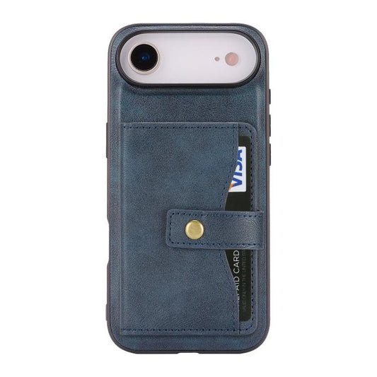 For iPhone Air Kalebol Magnetic Button Card Bag MagSafe Ring Leather Phone Case(Blue) - iPhone Air Cases by Kalebol | Online Shopping UK | buy2fix