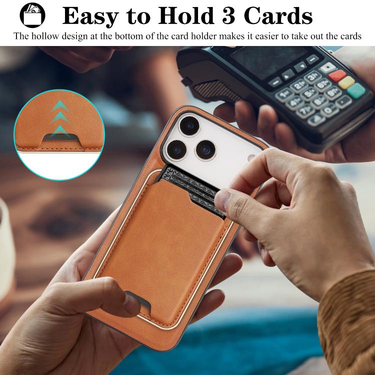 For iPhone 17 Pro Max Kalebol Slim MagSafe Ring Magnetic Card Bag Leather Phone Case(Brown) - More iPhone Cases by Kalebol | Online Shopping UK | buy2fix