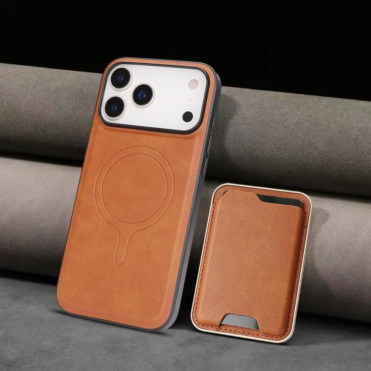 For iPhone 17 Pro Max Kalebol Slim MagSafe Ring Magnetic Card Bag Leather Phone Case(Brown) - More iPhone Cases by Kalebol | Online Shopping UK | buy2fix