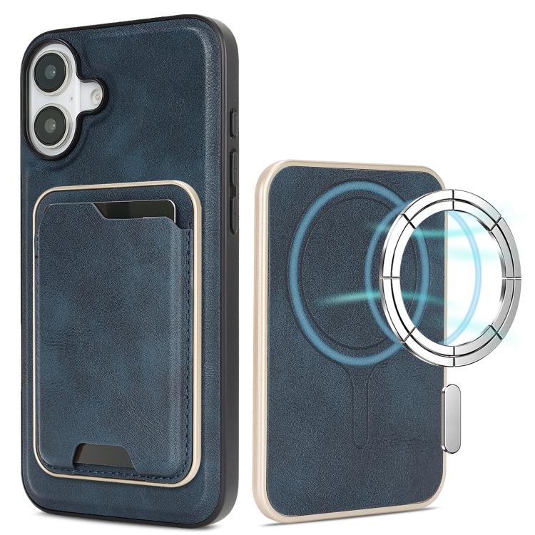 For iPhone 17 Kalebol Slim MagSafe Ring Magnetic Card Bag Leather Phone Case(Blue) - iPhone 17 Cases by Kalebol | Online Shopping UK | buy2fix