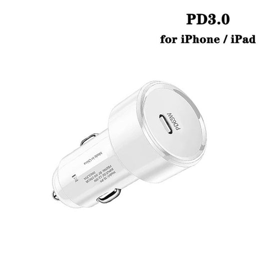 P9 PD65W USB-C Car Charger for iPhone / iPad series(White) - Car Charger by buy2fix | Online Shopping UK | buy2fix