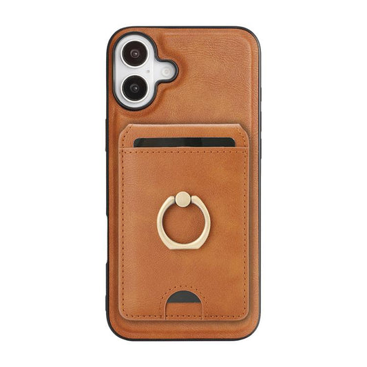 For iPhone 17 Kalebol Strong MagSafe Ring Magnetic Card Bag Holder Leather Phone Case(Brown) - iPhone 17 Cases by Kalebol | Online Shopping UK | buy2fix