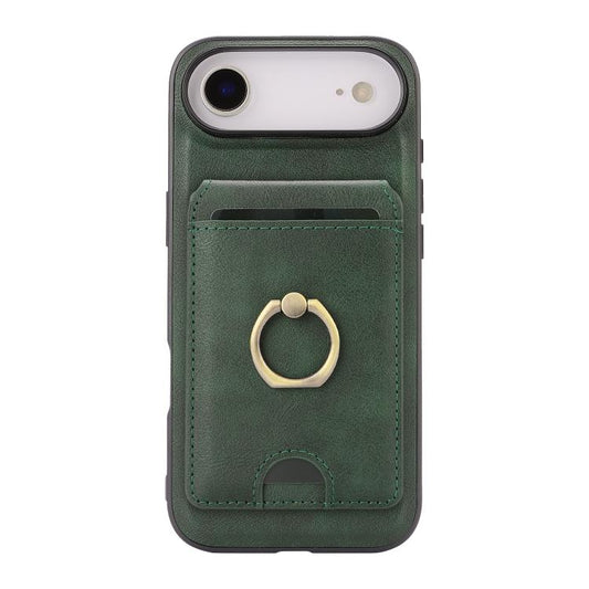For iPhone 17 Air Kalebol Strong MagSafe Ring Magnetic Card Bag Holder Leather Phone Case(Green) - iPhone 17 Air Cases by Kalebol | Online Shopping UK | buy2fix