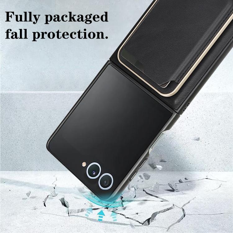 For Samsung Galaxy Z Flip7 Kalebol Slim MagSafe Ring Magnetic Card Bag Leather Phone Case(Black) - Galaxy Z Flip7 5G Cases by Kalebol | Online Shopping UK | buy2fix