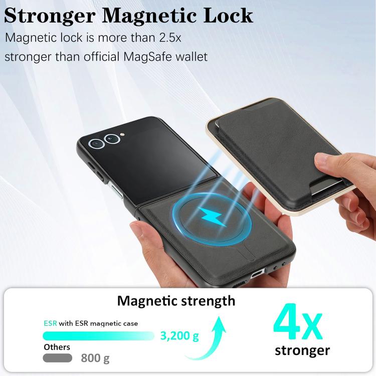 For Samsung Galaxy Z Flip7 Kalebol Slim MagSafe Ring Magnetic Card Bag Leather Phone Case(Black) - Galaxy Z Flip7 5G Cases by Kalebol | Online Shopping UK | buy2fix