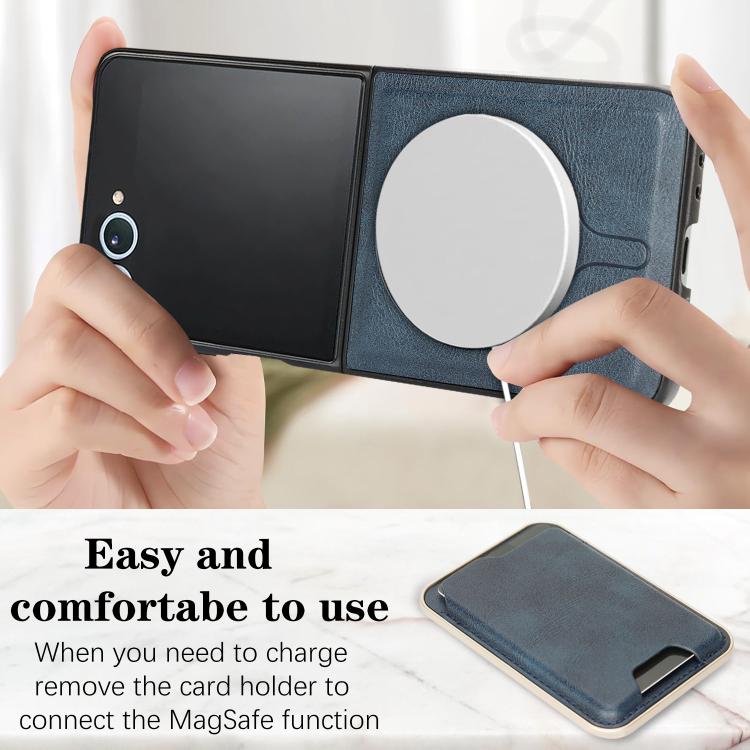 For Samsung Galaxy Z Flip7 Kalebol Slim MagSafe Ring Magnetic Card Bag Leather Phone Case(Blue) - Galaxy Z Flip7 5G Cases by Kalebol | Online Shopping UK | buy2fix
