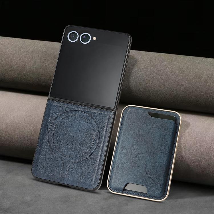 For Samsung Galaxy Z Flip7 Kalebol Slim MagSafe Ring Magnetic Card Bag Leather Phone Case(Blue) - Galaxy Z Flip7 5G Cases by Kalebol | Online Shopping UK | buy2fix