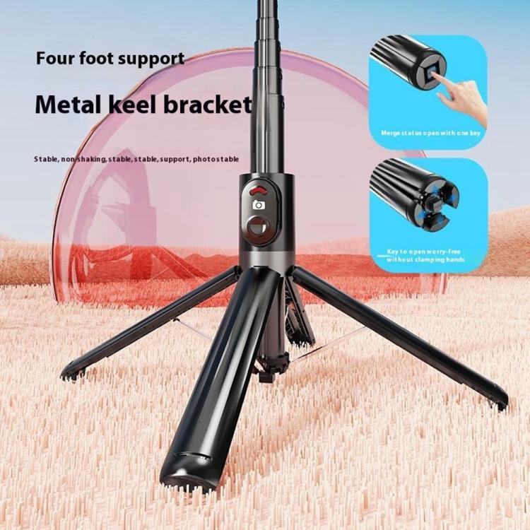 P07 Max Extendable Four-legged Stand Magnetic Phone Selfie Stick with Bluetooth Remote Control(Black) - Selfie Sticks by buy2fix | Online Shopping UK | buy2fix