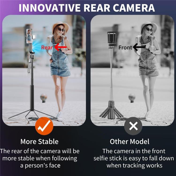 Q530TK Portable Metal Phone Stand Selfie Stick Expandable Auto Face Tracking Tripod with Dual Fill Light - Selfie Light by buy2fix | Online Shopping UK | buy2fix