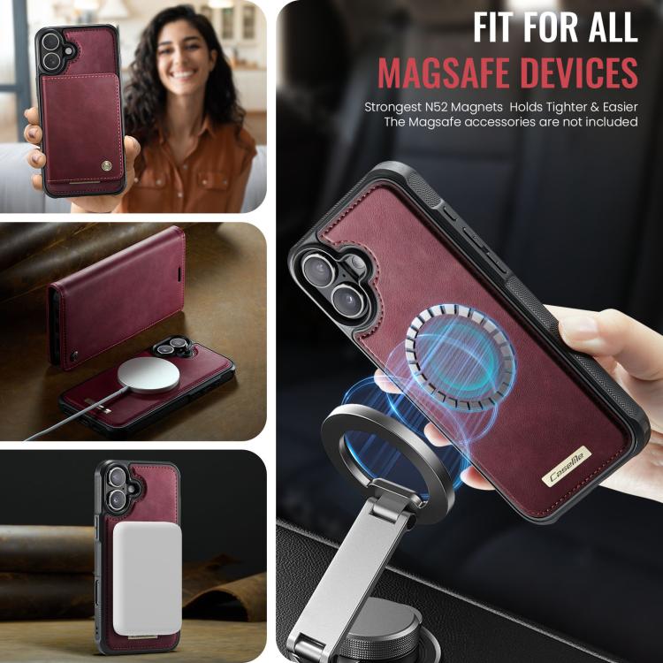 For iPhone 16 Plus CaseMe C49 MagSafe RFID Blocking Detachable Wallet Leather Phone Case(Red) - iPhone 16 Plus Cases by CaseMe | Online Shopping UK | buy2fix