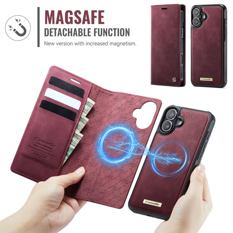 For iPhone 16 Plus CaseMe C49 MagSafe RFID Blocking Detachable Wallet Leather Phone Case(Red) - iPhone 16 Plus Cases by CaseMe | Online Shopping UK | buy2fix