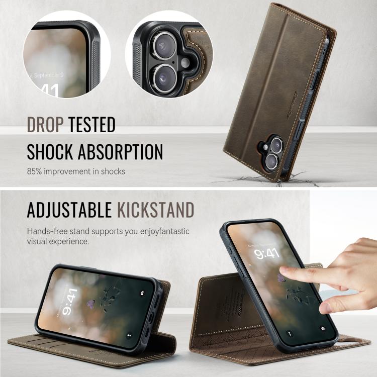 For iPhone 16 Plus CaseMe C49 MagSafe RFID Blocking Detachable Wallet Leather Phone Case(Coffee) - iPhone 16 Plus Cases by CaseMe | Online Shopping UK | buy2fix