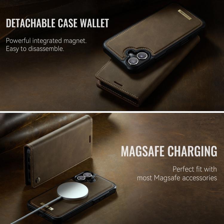 For iPhone 16 Plus CaseMe C49 MagSafe RFID Blocking Detachable Wallet Leather Phone Case(Coffee) - iPhone 16 Plus Cases by CaseMe | Online Shopping UK | buy2fix