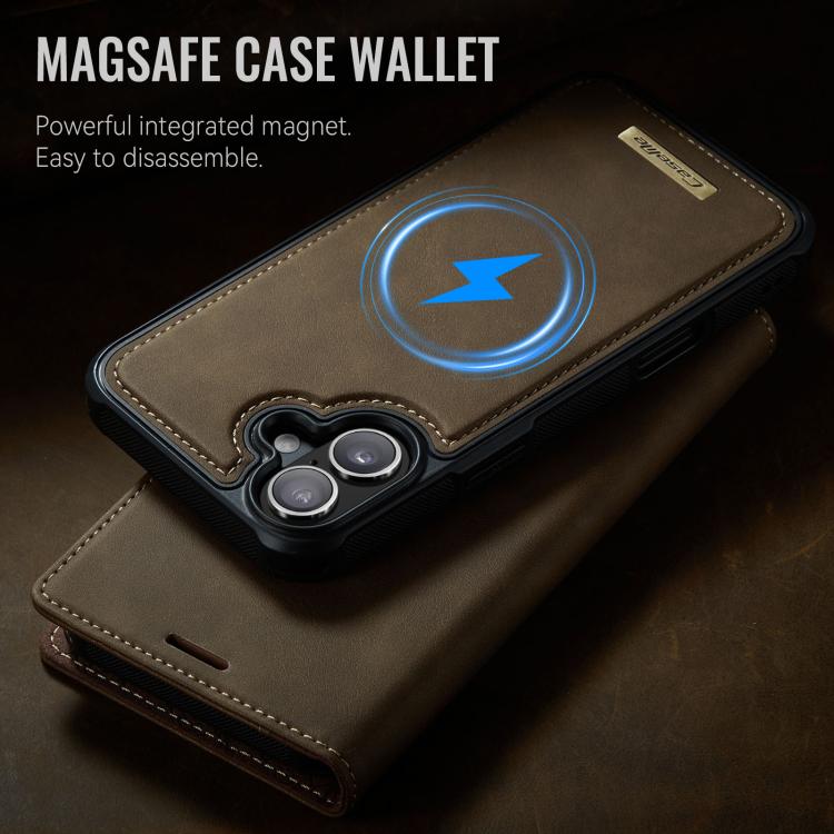 For iPhone 16 Plus CaseMe C49 MagSafe RFID Blocking Detachable Wallet Leather Phone Case(Coffee) - iPhone 16 Plus Cases by CaseMe | Online Shopping UK | buy2fix